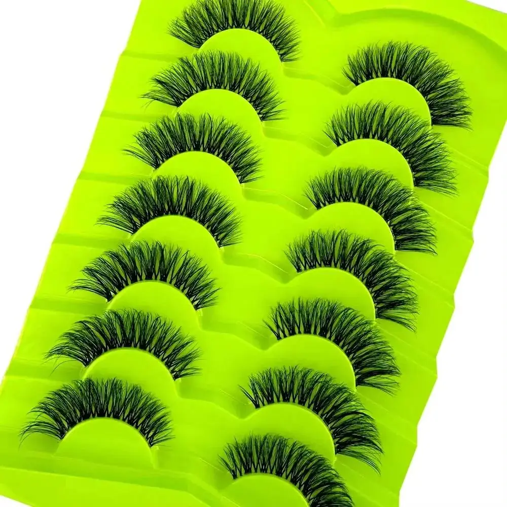 NEUE 7 Paar 3D-Nerzwimpern, unsichtbares Band, falsche Wimpern, dünne, langlebige Wimpern, dramatische Vollstreifenwimpern, flauschig, wiederverwendbar
