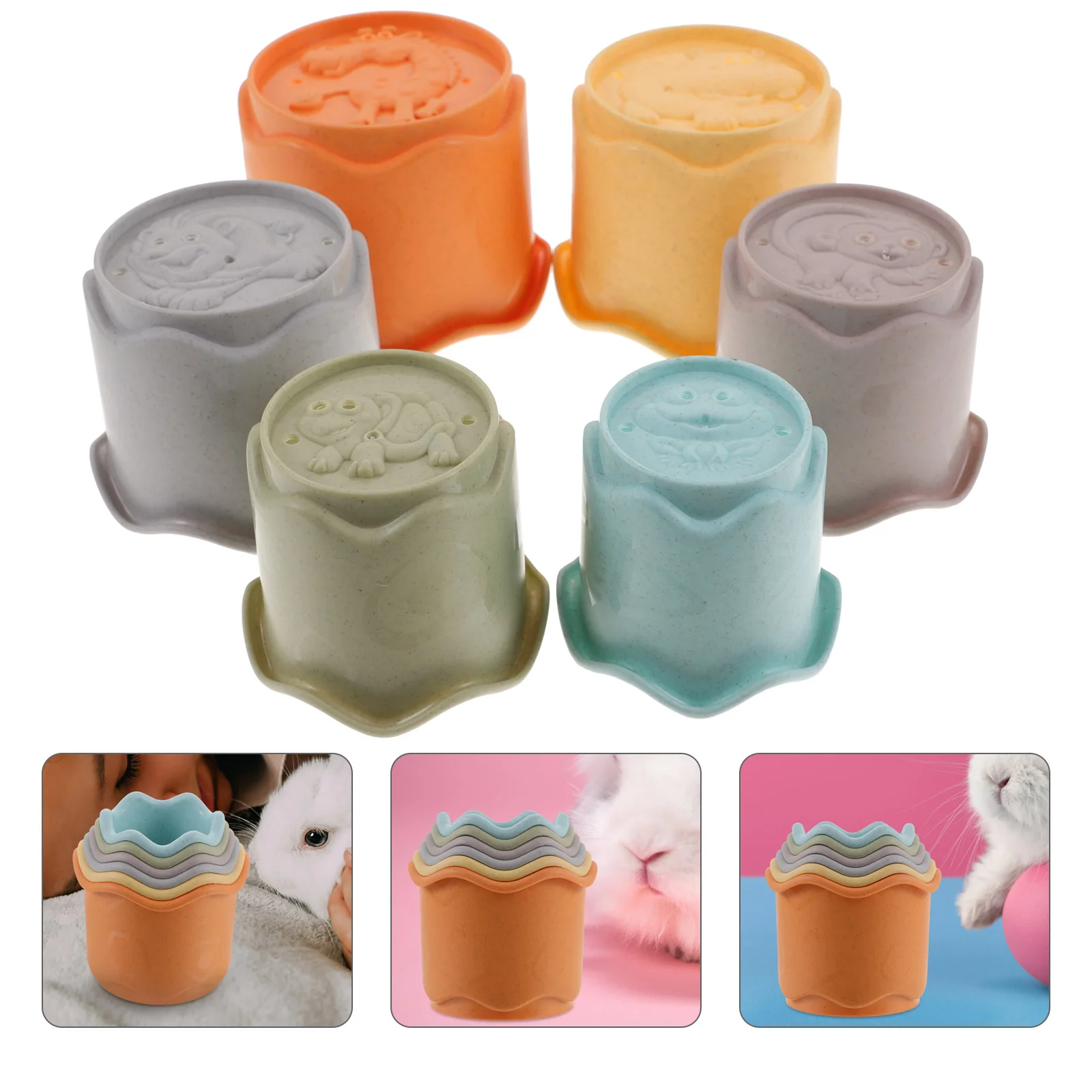 Rabbit Stacking Cup Interactive Toys Bunny Cups for Rabbits Food Boredom Hiding