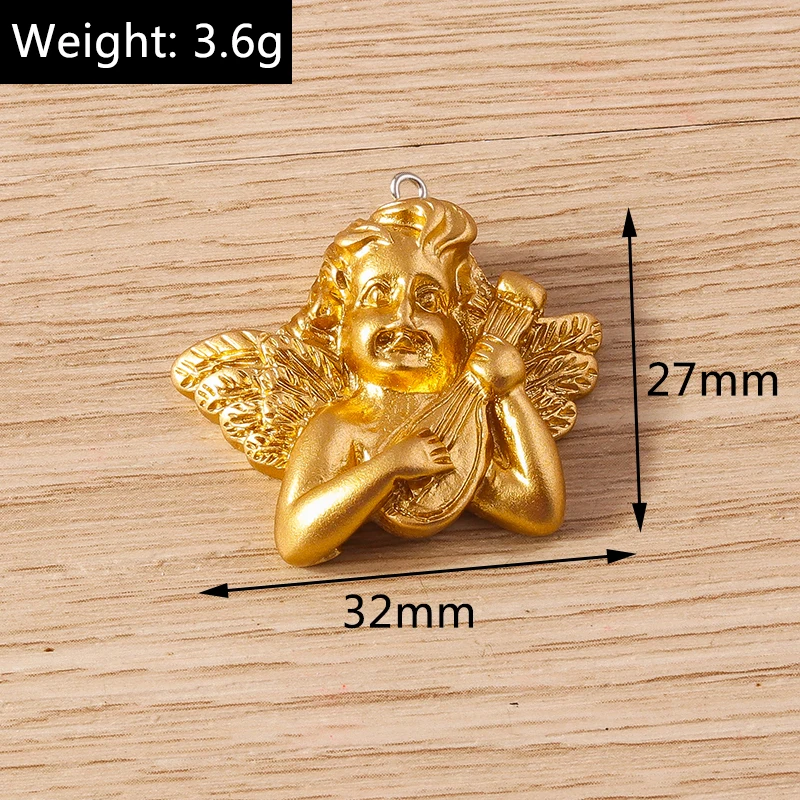 Tusember 10 Stück niedliche goldfarbene Himmelsengel-Anhänger aus Kunstharz für Ohrringe, Armbänder, Schlüsselanhänger, DIY, handgefertigtes Schmuckherstellungszubehör – Detail 1