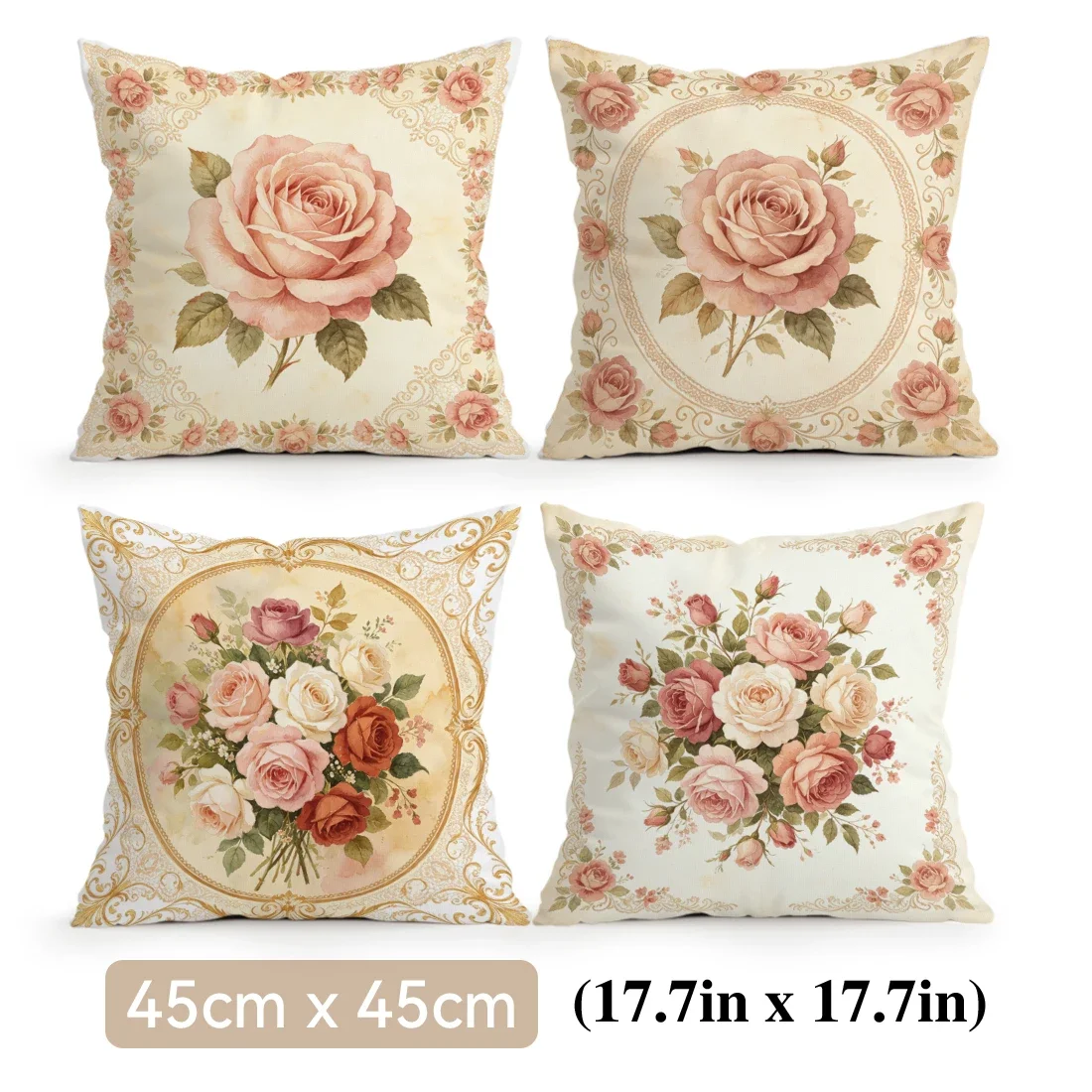 1/4pcs Victoria Rose Cushions Pillowcase Polyester Cushion Cover Throw Pillow Pillowcover Home Car Sofa Decor