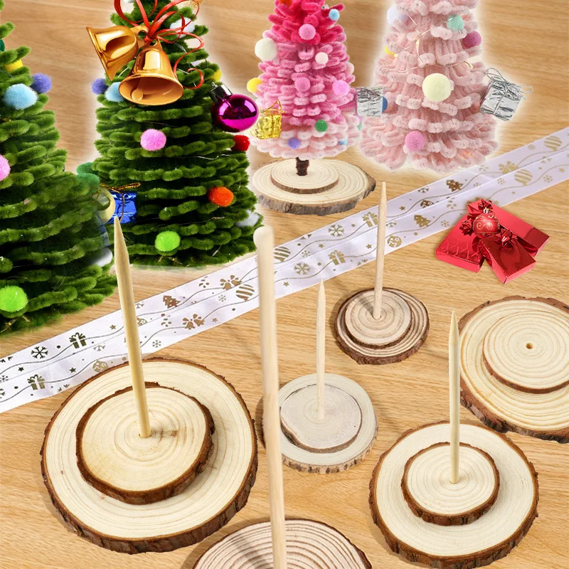 1Set Twisty Stick Mini Christmas Tree DIY Material Kit Handmade Craft Pack for Desktop Christmas Ornament Holiday Gift