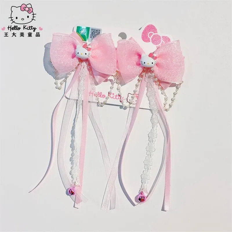 Hello Kitty Hairclips Kawaii Hair Accessories Sanrio Baby Girl Bows Hair Clip Headbands Ties Fashion Hairties Toddler Girl Fall