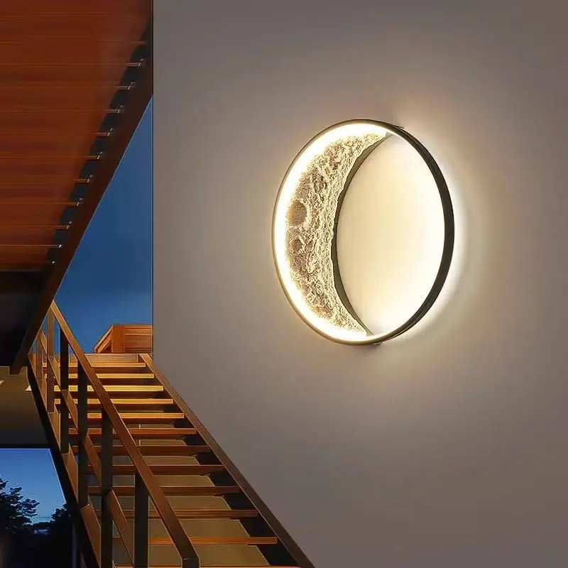 Fashionable Moon Wall Light Villa Terrace Garden Landscape Corridor Moon Decoration Courtyard Balcony Crescent Wall Lamp