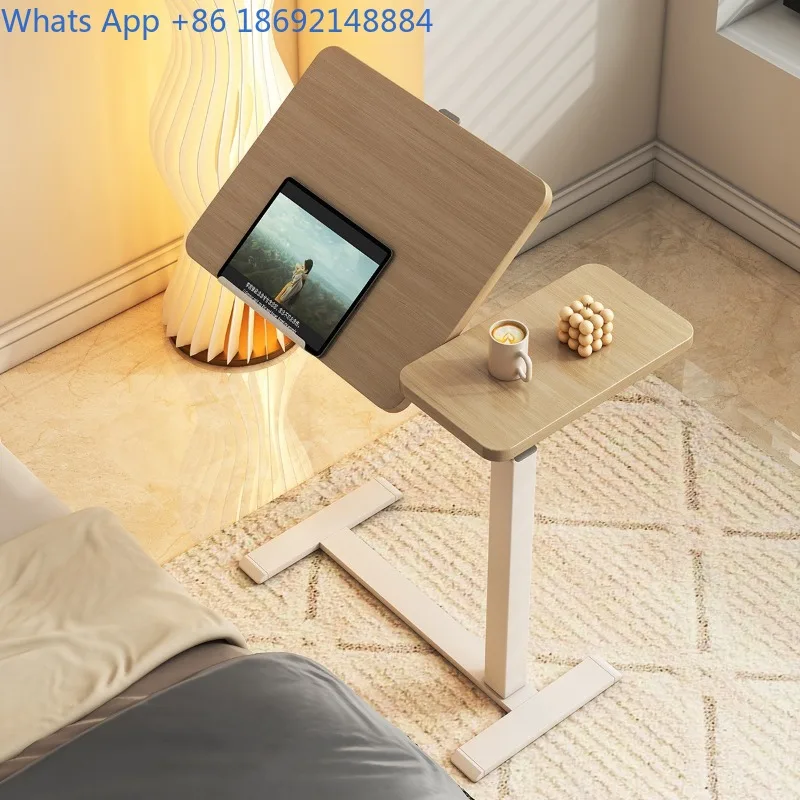 Home Bedside Adjustable Table with Reversible Desktop, Sofa Side Small Table, Freely Adjustable Height Study Table
