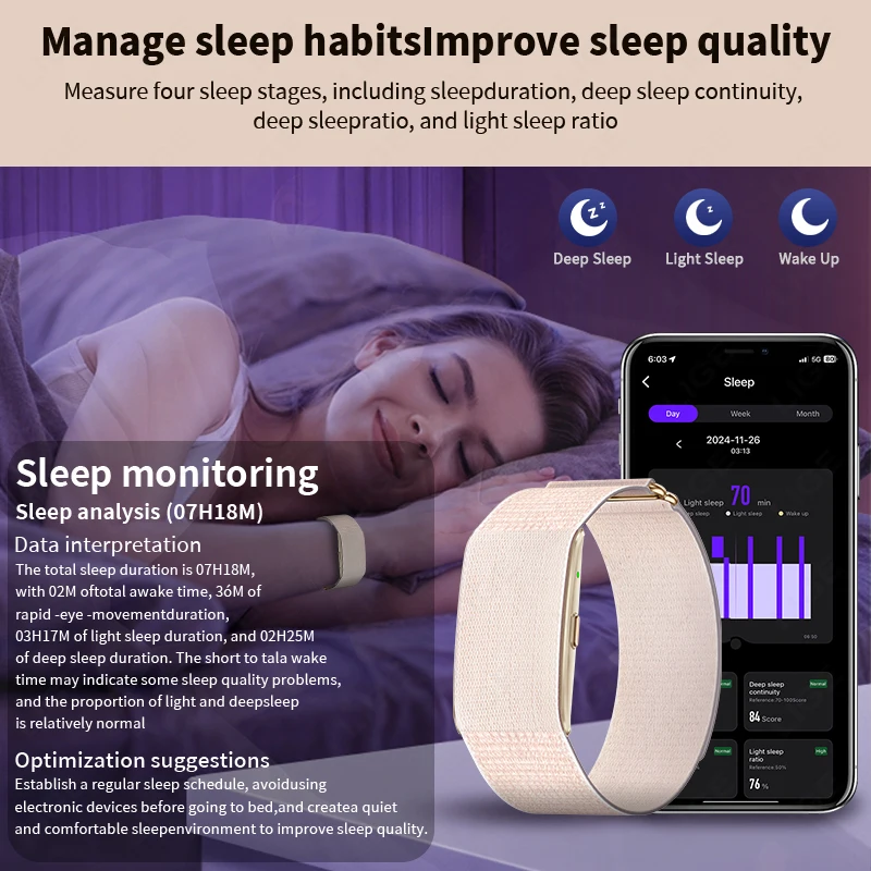 ﻿   LIGE 2025 عداد الخطى خفيف الوزن الرياضة جهاز تعقب للياقة البدنية سوار ذكي مراقب معدل ضربات القلب الذكية معصمه لا شاشة Smartwatch