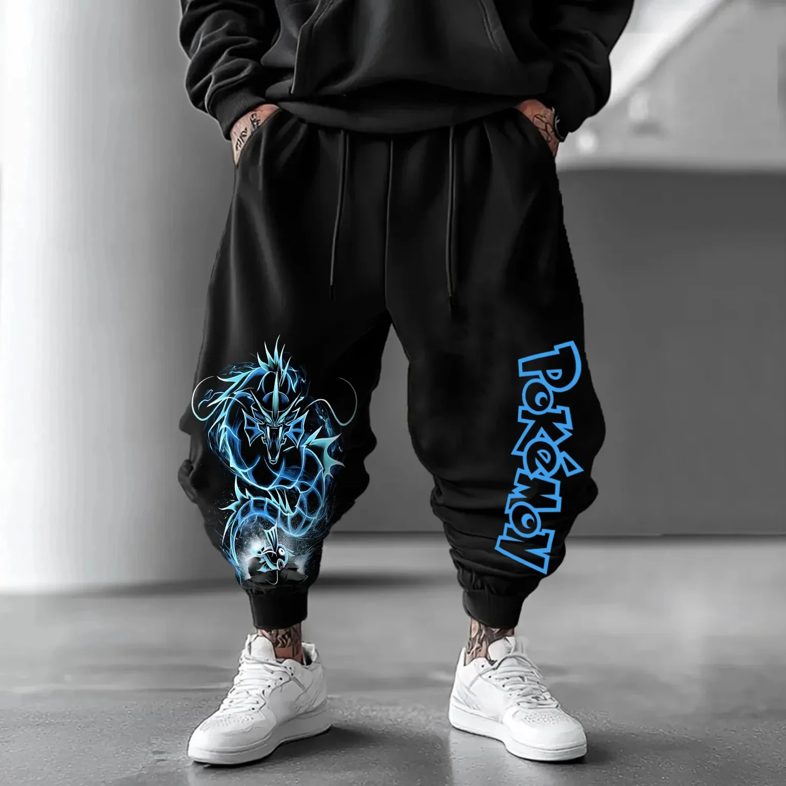 Pokémon jogo dos desenhos animados impressão sweetpants masculino e feminino outono/inverno novo harajuku na moda casual solto calças de colarinho de grandes dimensões
