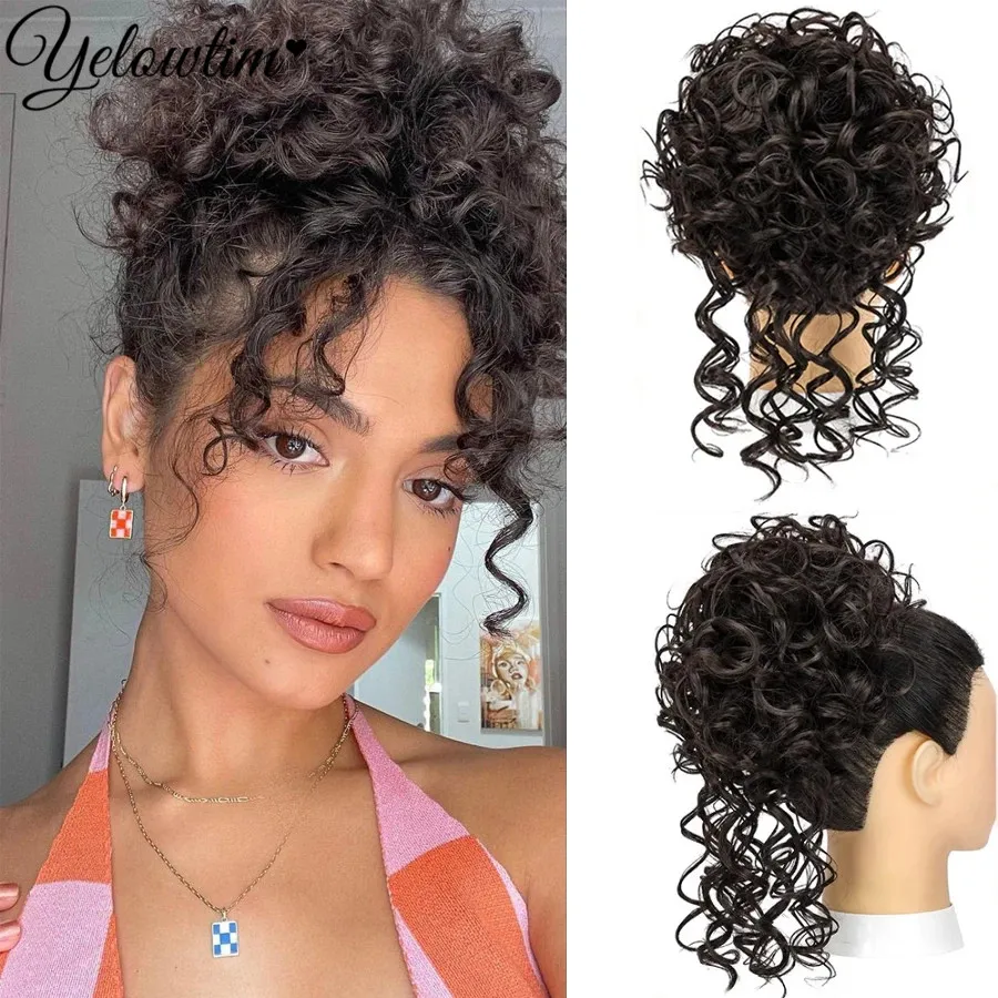 Synthetic Straight Hair Loop Bun Natural And Comfortable Heat-resistant Fiber Wig Easy To Wear Suitable For All Girls Wig Access