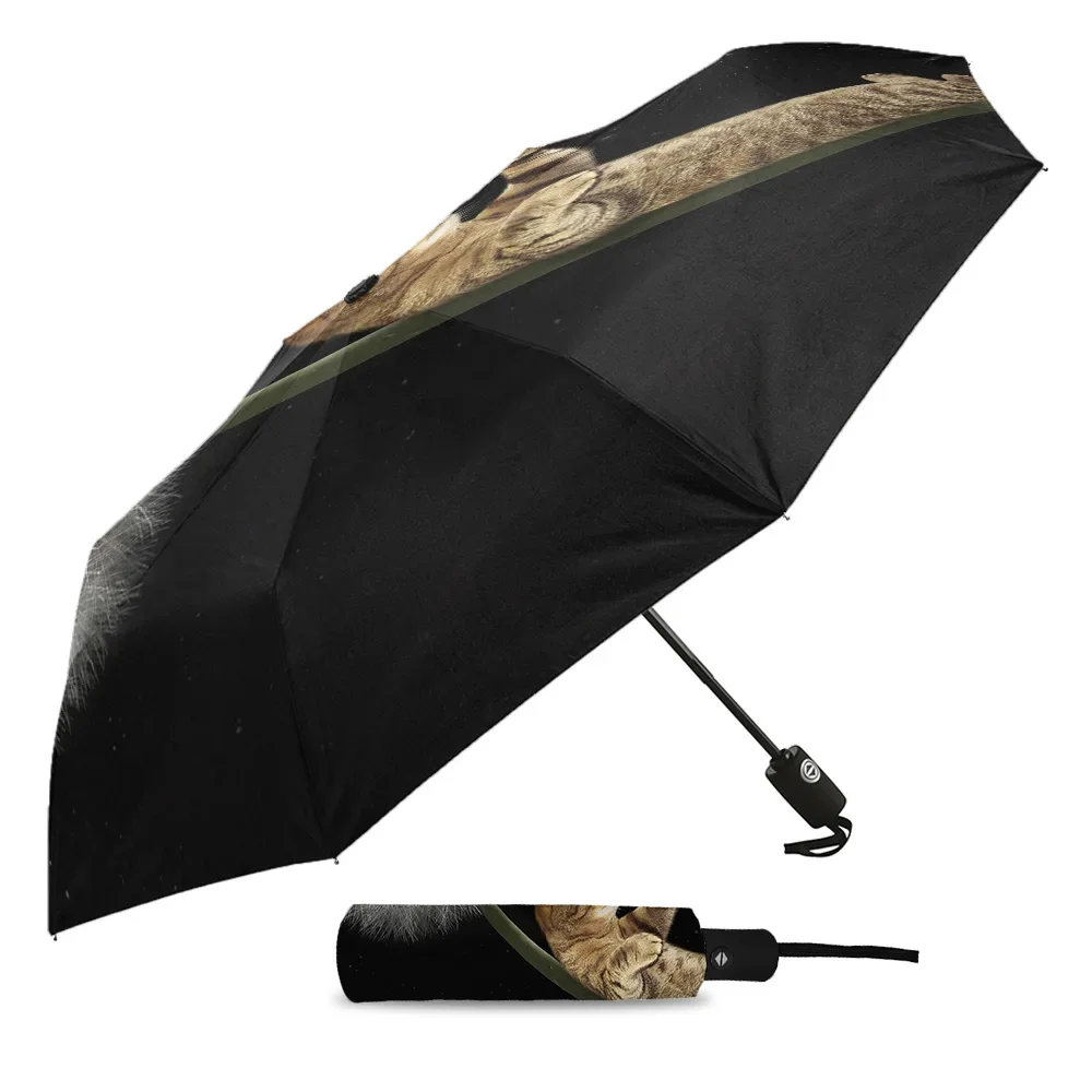 Dandelion Goldfish Cat Moon Black Creative Umbrella Rain Women Automatic Three Folding Umbrellas Windproof Parasol Parapluie