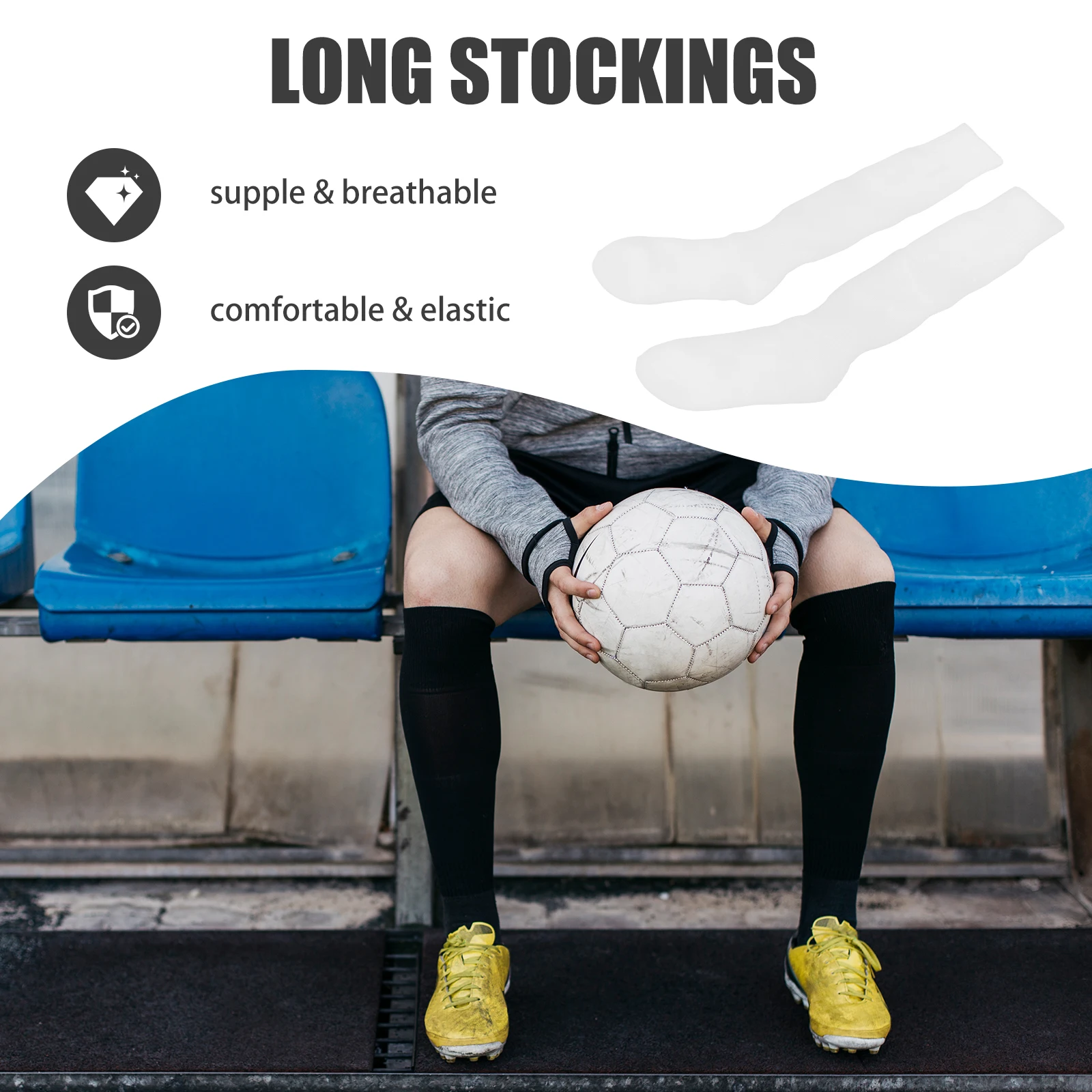 

2Pairs Soccer Socks Sports Calf Stockings Compression Socks High Elastic Comfortable for Active Movement and