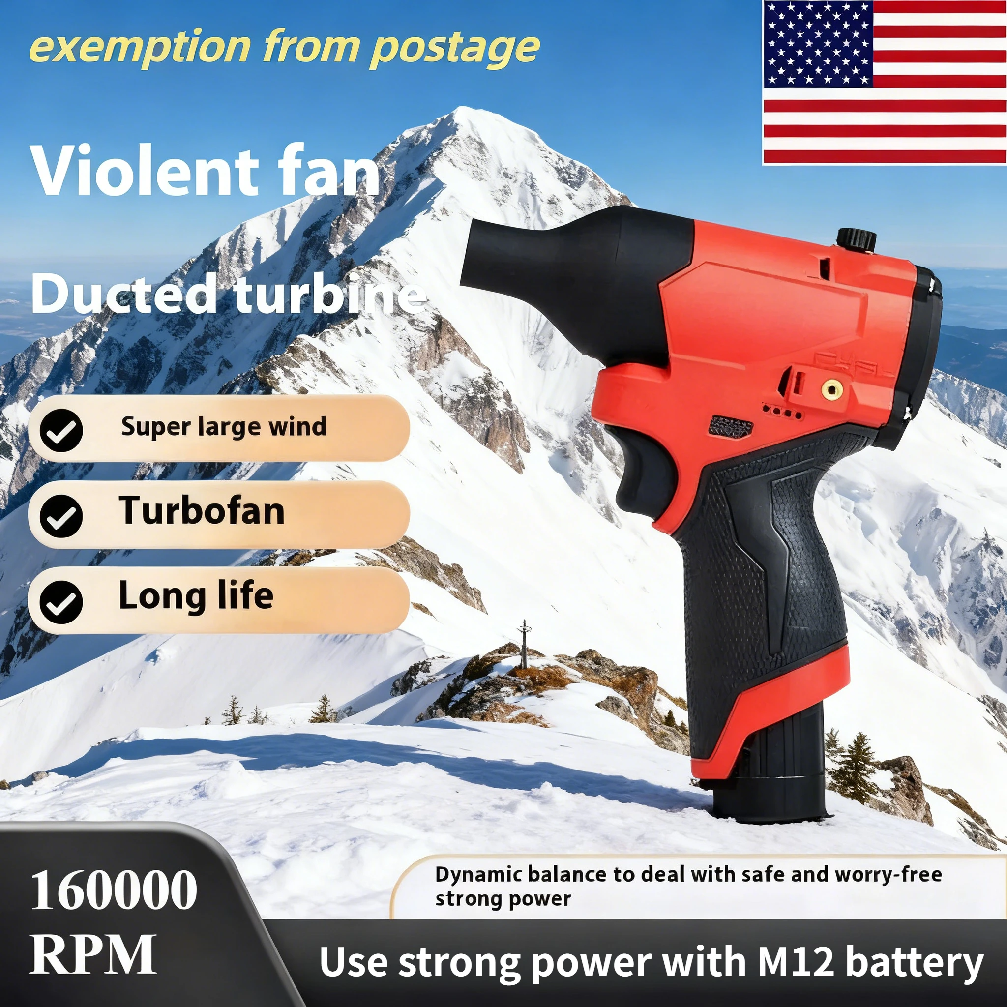 

Бесщеточный турбовентилятор для аккумулятора Milwaukee 12V, 160000 об/мин, мощный электрический воздуходув (без аккумулятора)