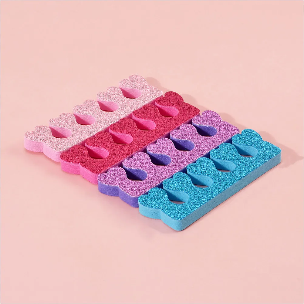 

Набор из 24 разделителей для пальцев ног для педикюра, из материала EVA, эластичные, не деформирующиеся, в форме сердца с блестками, для разделения пальцев при маникюре, инструменты для педикюра