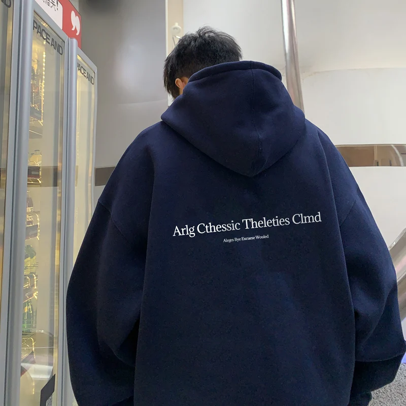 

Мужская толстовка в стиле ретро American K Blue, свободного кроя, плотная и жесткая, с капюшоном, модная брендовая повседневная верхняя одежда для весны и осени