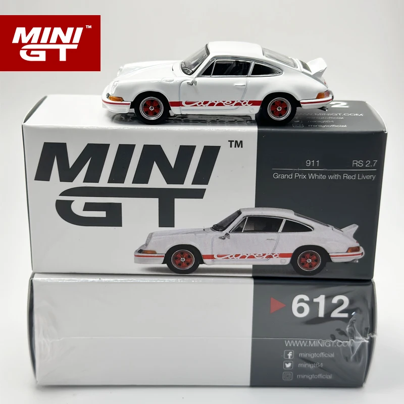 MINIGT 1:64 RS 911 2.7 Grand Prix White/Red alloy car Model 612