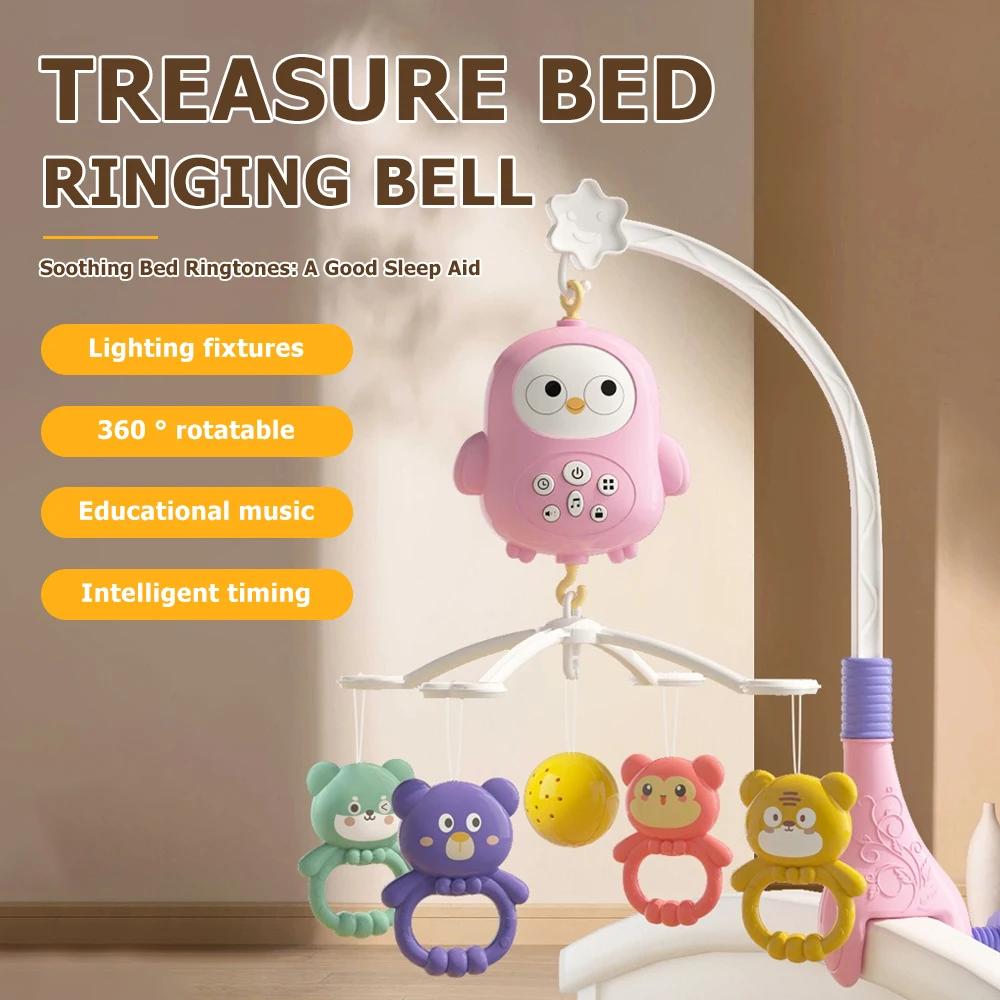 سرير أطفال متنقل مع جهاز عرض، ضوء ليلي، جهاز تحكم عن بعد، دوران تلقائي، موسيقى وتهويدات لحديثي الولادة، نوم مهدئ للرضع