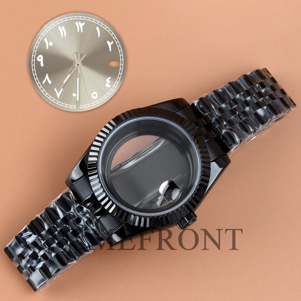 

Black NH35 36mm 39mm Watch Case Stainless Steel Jubilee Strap Fit Datejust NH35 NH36 Movement 28.5mm Dial Hand Watch Accessories