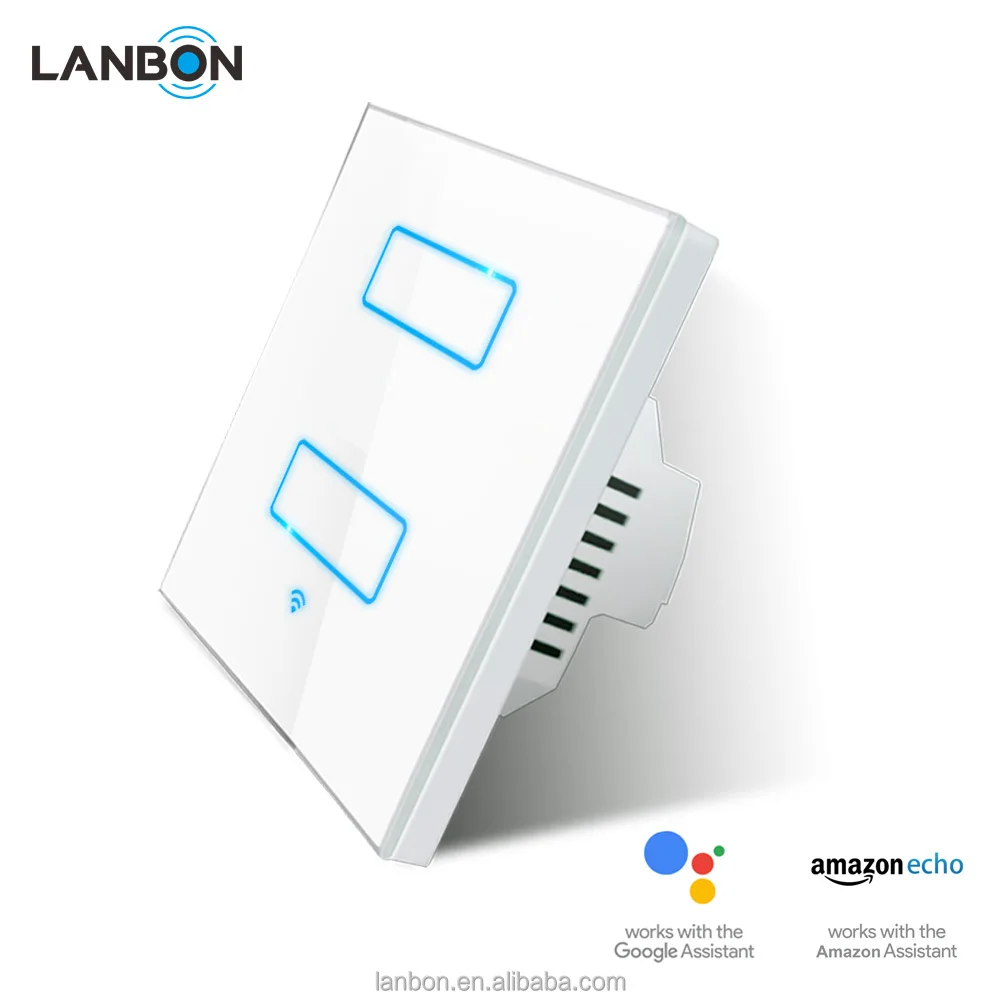 Lanbon Wifi Controlled 2 Gang Wifi Smart Switch Support Google Home and Amazon Echo