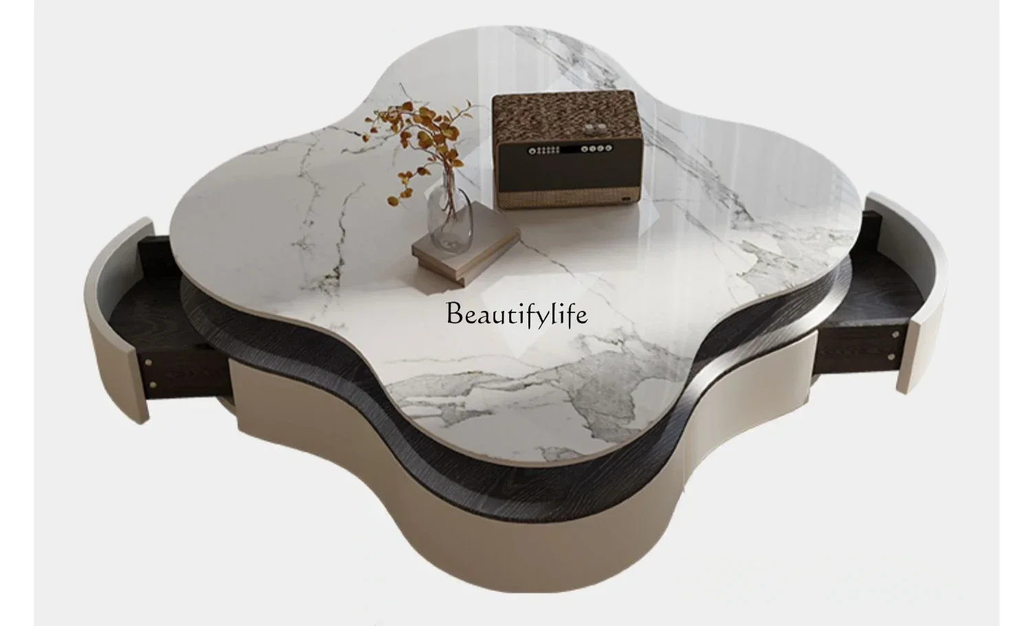 

French cream wind cloud coffee table creative special-shaped petal rock plate coffee table combination