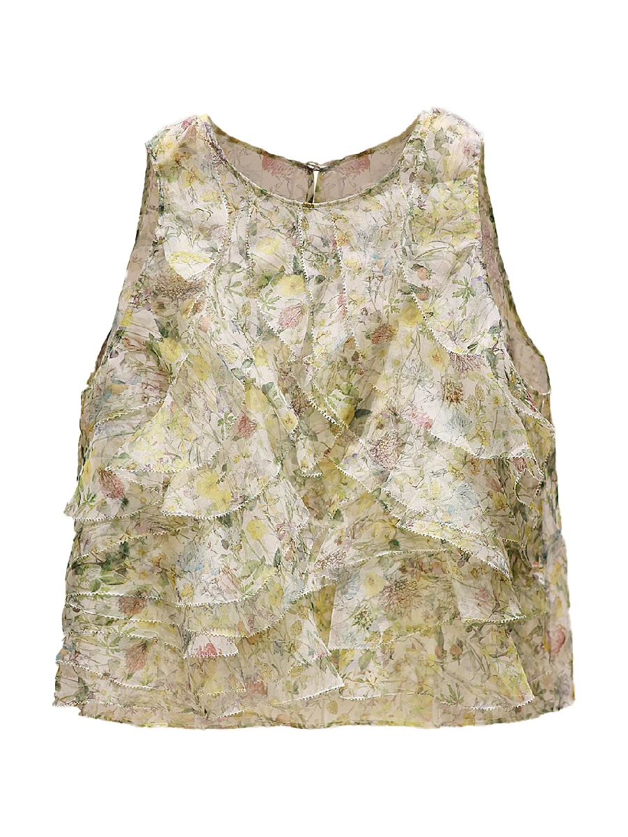 Verano Vaion Sle Svel Top de mujer con estampado Floral dulce juventud reúne moda encaje irt Sle Casual corte suelto