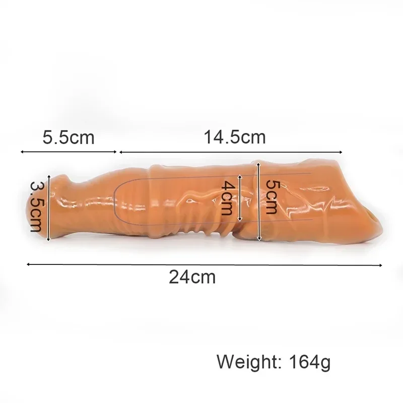 FXINBA جديد 24 سنتيمتر كبير القضيب كم موسع كبير لينة الكبار الجنس لعب للرجال الديك كم ديك المكبر الذكور قابلة لإعادة الاستخدام الواقي الذكري تأخير #3