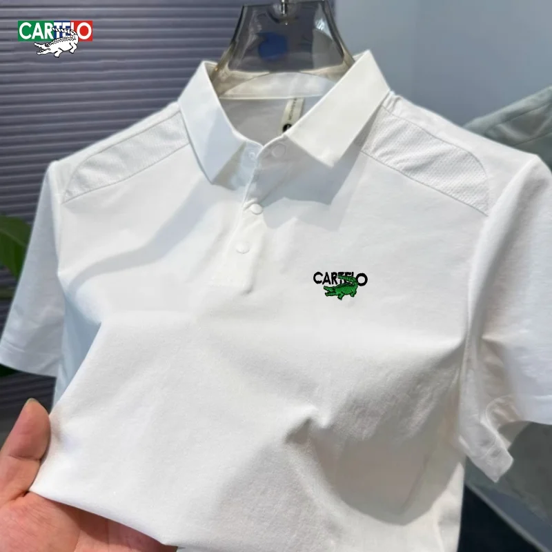 

Новая летняя мужская высококачественная впитывающая пот рубашка-поло с короткими рукавами, модная и повседневная дышащая крутая футболка, топ