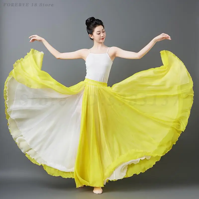 Gonne Lunghe Classiche da Ballo per Donne, Abito da Danza Bicolore, Gonna per Flamenco, Tango e Danza Latina, Costumi per Spettacoli e Festival