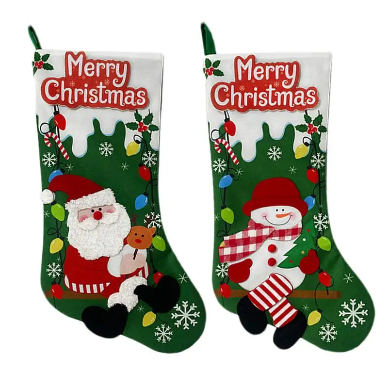 Christmas stockings long stockings, classic elderly people snowmen Christmas characters suitable for Christmas party decoration