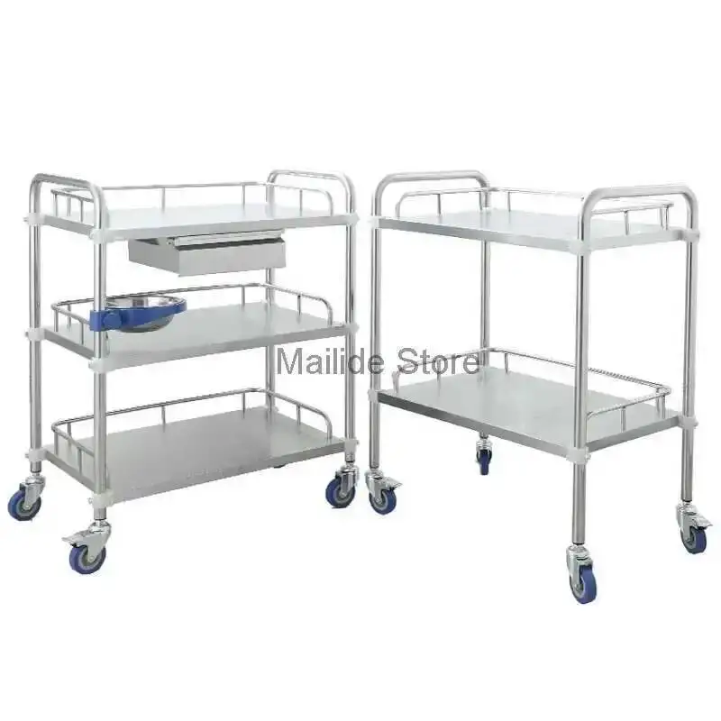 

Steel Barber Salon Nordic Trolley Stainless Shop Medical Tool Trolley Minimalist Salon Furniture Hospital Mobile Storage Trolley