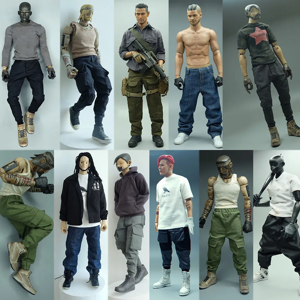 

Multi Styles 1/6 Men Solider Pants Harem Trousers Joggers Harajuku Sweatpant Pocket Cargo Jeans Fit 12Inch Action Figure Model