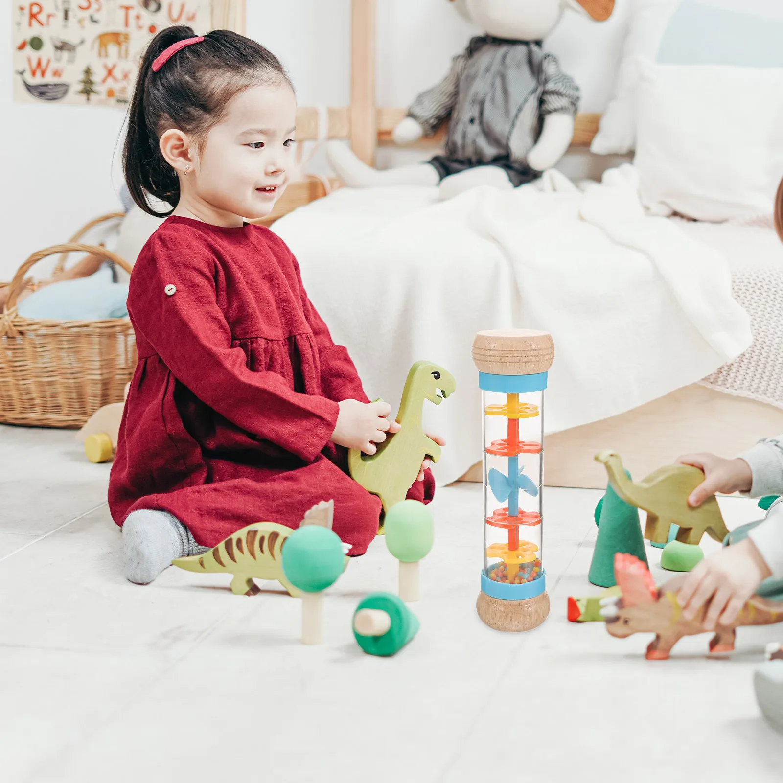 

Stick Musical Instrument For Educational Color Recognition Cognitive Rain Sound Maker Toddler Orff Shaker