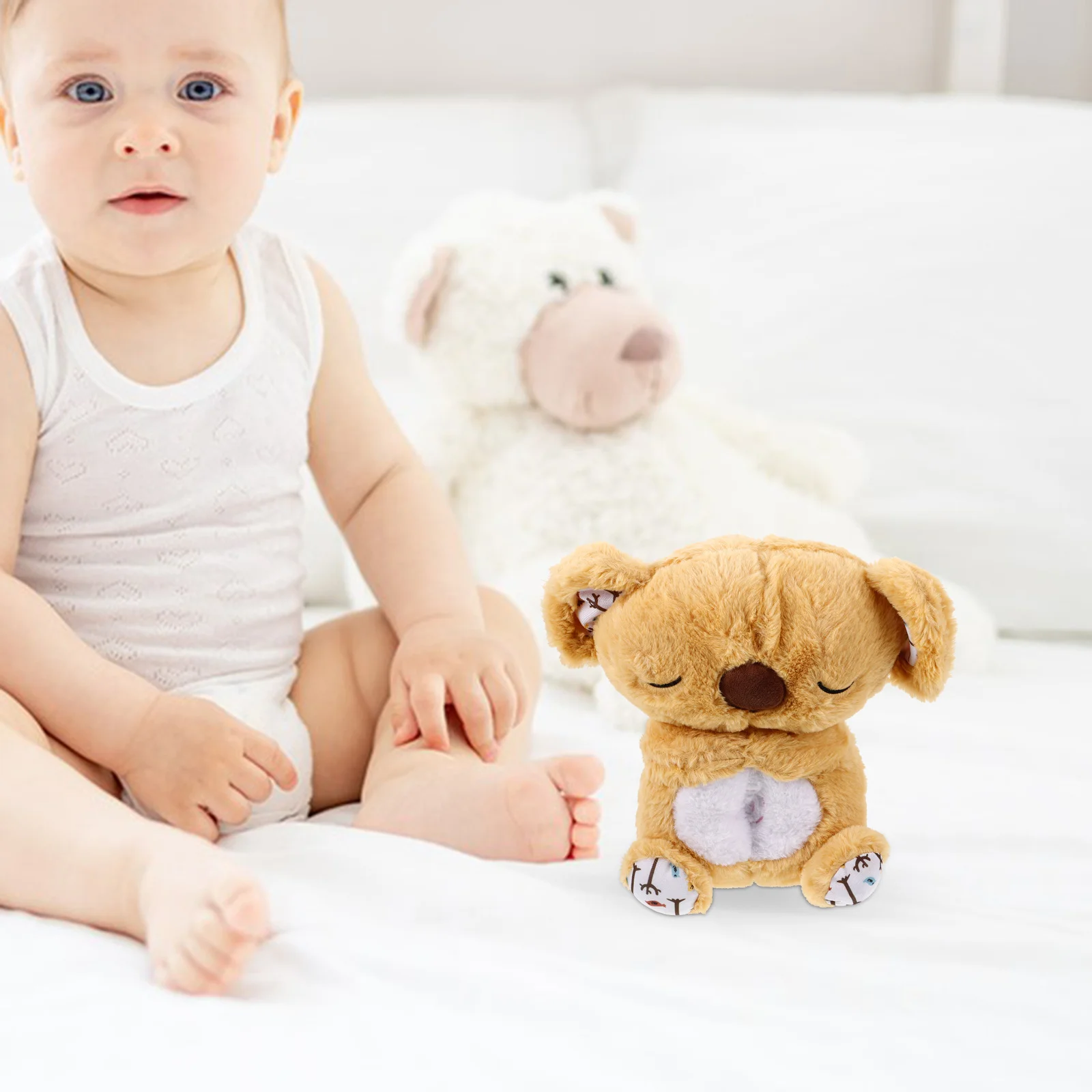 Speeltijdgenoot Ademhalingstechnologie Zachte melodieën Slaapomgeving voor kalmerende baby's en peuters Bruin