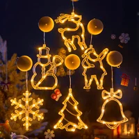LED Light Snowflake Santa Window Ornaments Decoration for Home Xmas Navidad New Year Christmas Decor Fairy Lamp String Lights 3