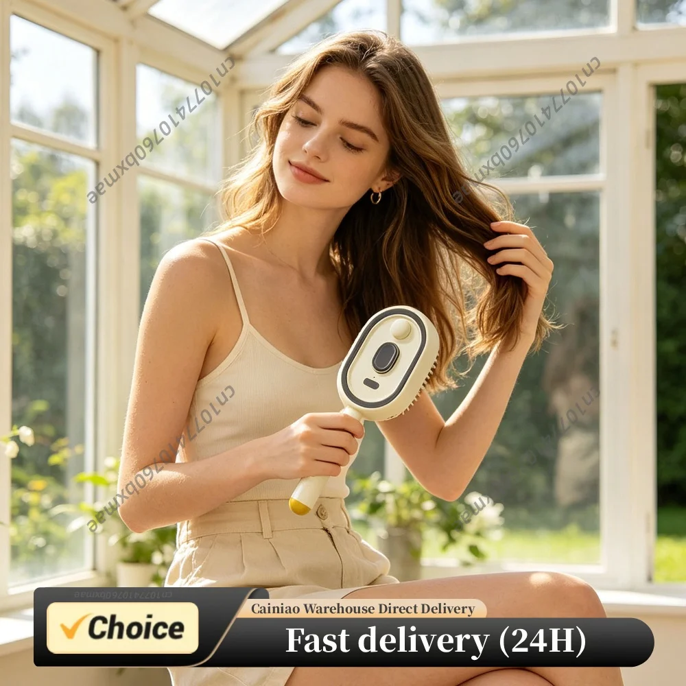 Electric Steam Brush with Water Spray Wet Electrics Hairbrush USB-C Charging for Detangling Smoothing Styling & Frizz Control