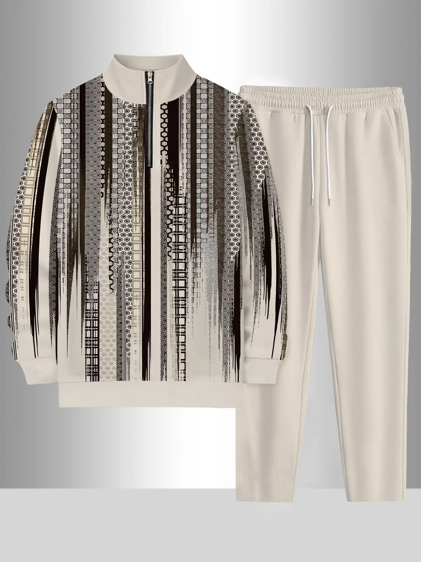 

2-piece set, European and American men's fashionable sports long-sleeved top and long pants set