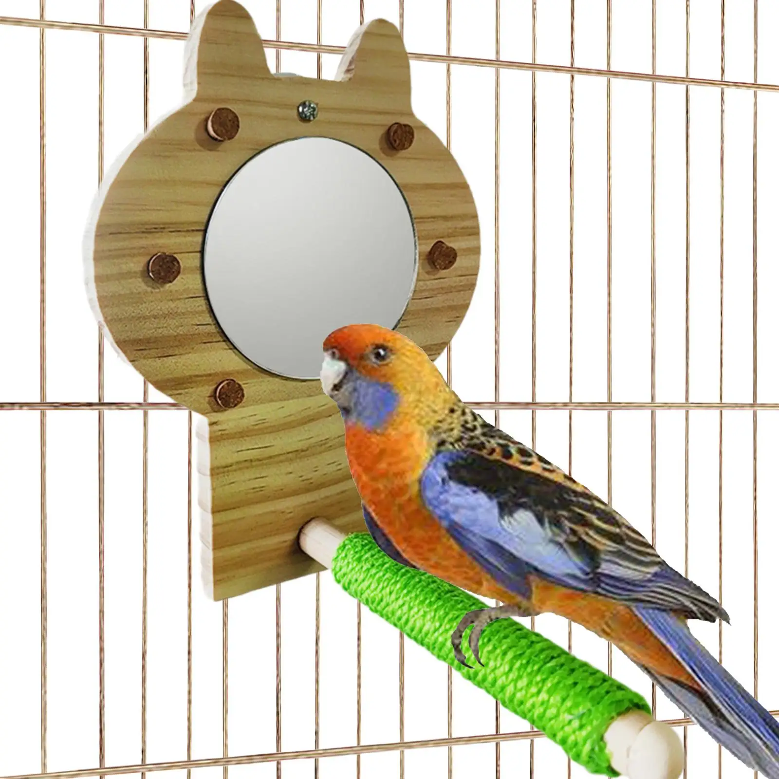 Bird Mirror,Parakeet Accessories,Hanging Hummingbird Toy,Perch Stand for ,Lovebird,Cockatiels,Cage Accessories