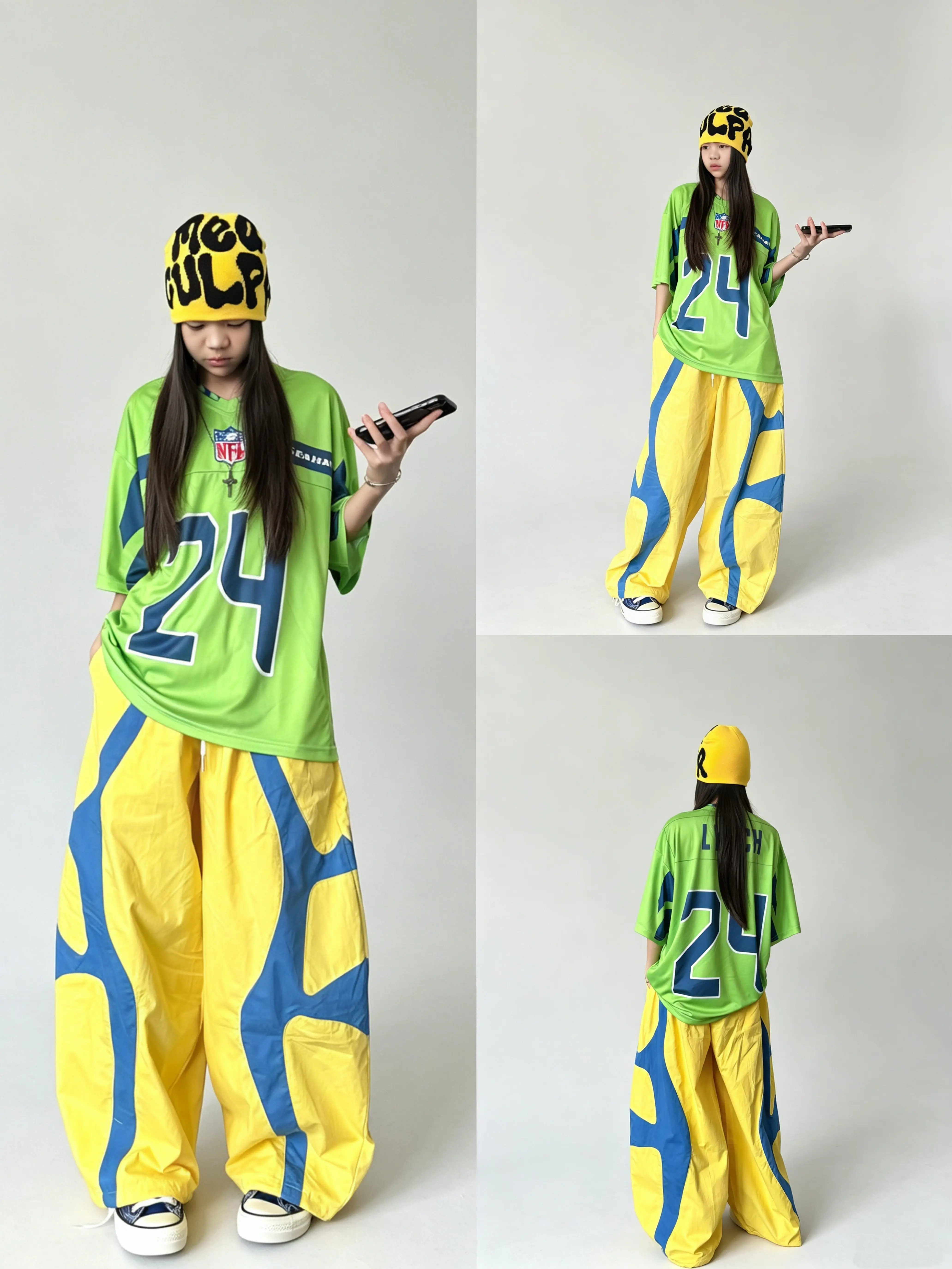 

Children'S Day Jazz Dance Performance Costumes For Girls Green Crop Tops Loose Pants Kpop Outfits Kids Hip Hop Clothes DQS23283