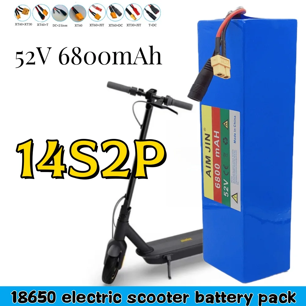 

52V 6.8Ah 18650 Rechargeable lithium battery pack 14S2P large capacity suitable for Bicycle Scooter Motorcycle built-in BMS
