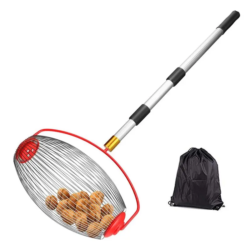LICE-Nut Picker Garden Nut Stainless Steel Drum Suitable For , Acorn, Pine Cone, Walnut Waste Collection