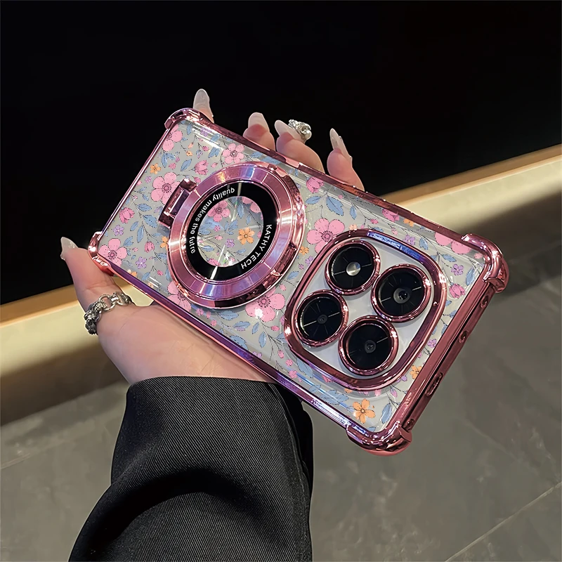 Summer Pink Flower Phone Case For Honor X9d X8d X7d X5b X6a X7c X8c X5c Plus Transparent Soft Four Corners Anti Drop Cases Coque