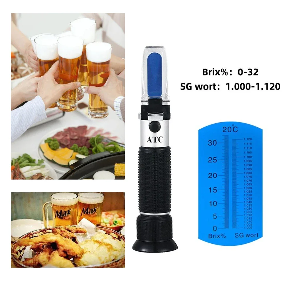 Brix Brewing refractometer Dual Scale - Specific Gravity 1.000-1.120 and 0-32% Brix Beer Wort Wine Refractometer