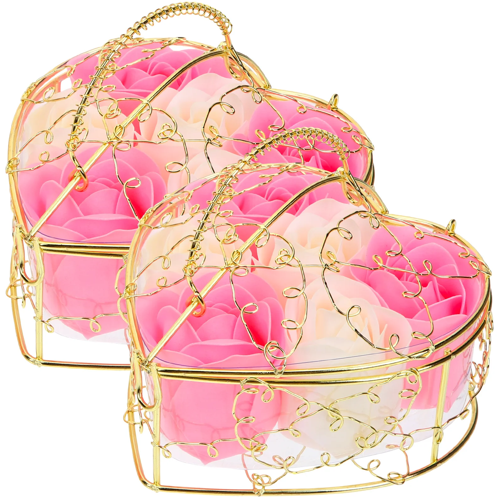 Scented Soap Rose Flower Decorative Bath Set for Women Gift Box Heart Shape Romantic Home Office Desk Decoration