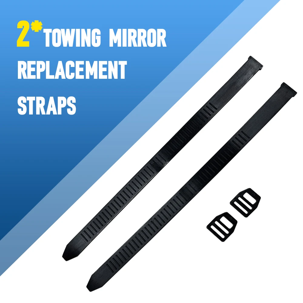 Black Adjustable Towing Mirror Replacement Straps with Anti-slip Surface for SUVs, Trailers, RV, Trucks Rubber view 6