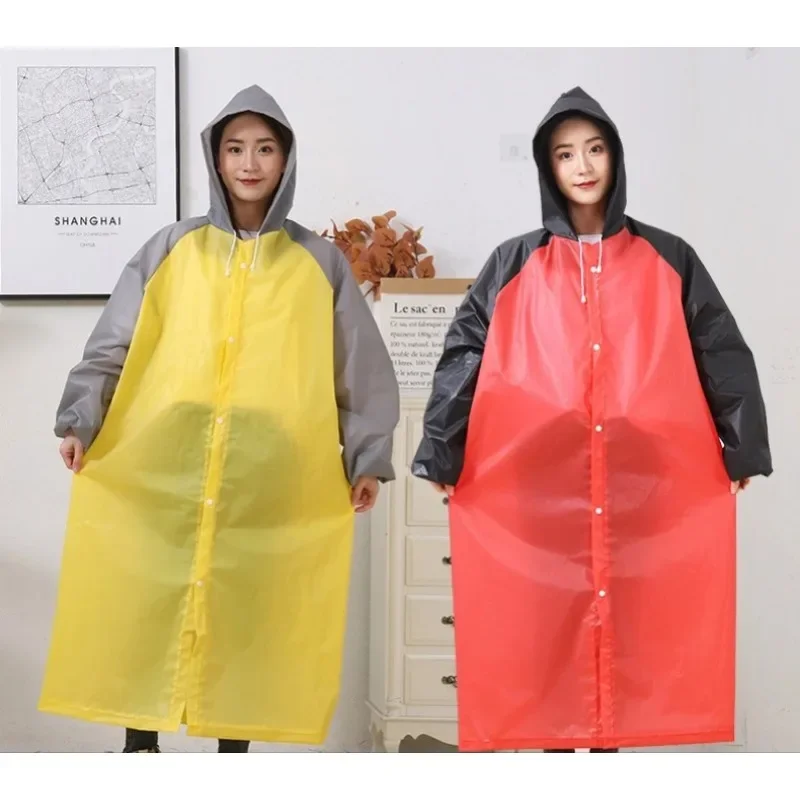 

2024 New Long Raincoat Outdoor Raincoat Stitching Pattern Waterproof Universal Men's and Women's Raincoat Hooded Travel Fishing