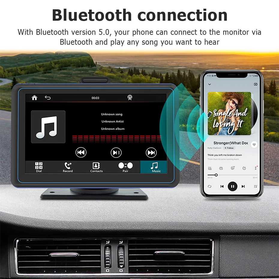 Bild 4: 7'' Kabelloses Carplay Android Auto Tragbares GPS-Navigationsgerät Universeller Touchscreen Autoradio Multimedia-Videoplayer Rückfahrkamera PNDB5307