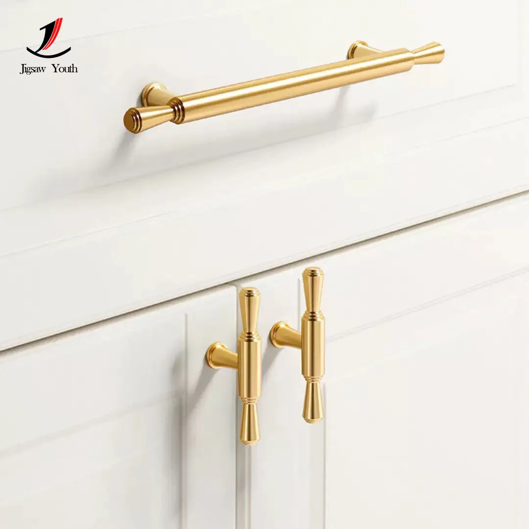 30mm-256mm Aluminum Alloy Kitchen Cabinet Door Handle Gold Wardrobe Door Handles Cabinet Drawer Knob Simple Drawer Closet Pulls