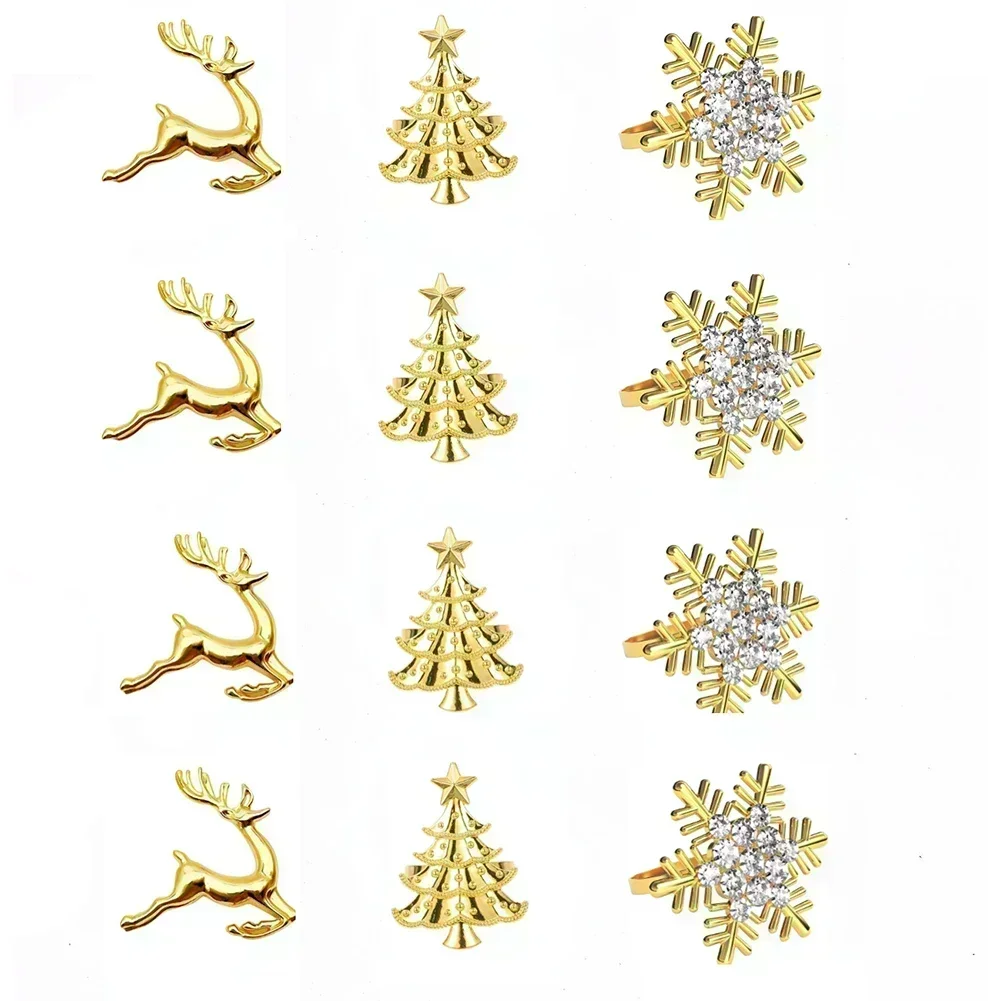 

Дизайн рождественской елки 2,2 дюйма, 4 см, рождественские кольца для салфеток, праздничный декор стола, набор из 12 предметов, элегантное украшение стола