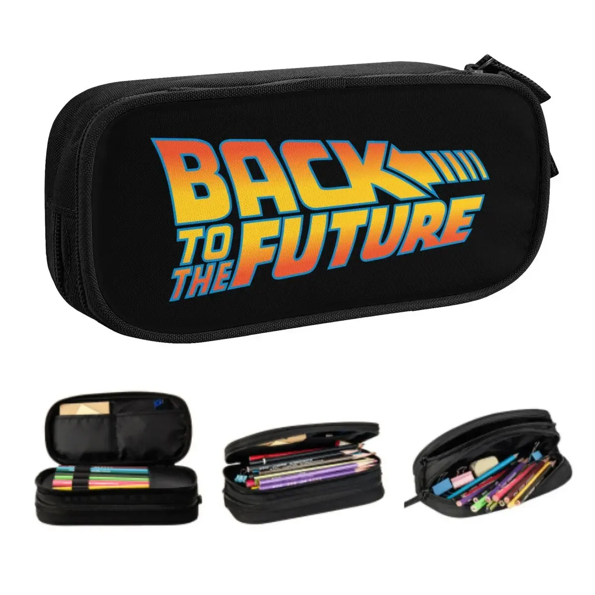 Custom Back To The Future Kawaii Pencil Case Girls Boys Large Capacity Pencil Pouch Students Stationery