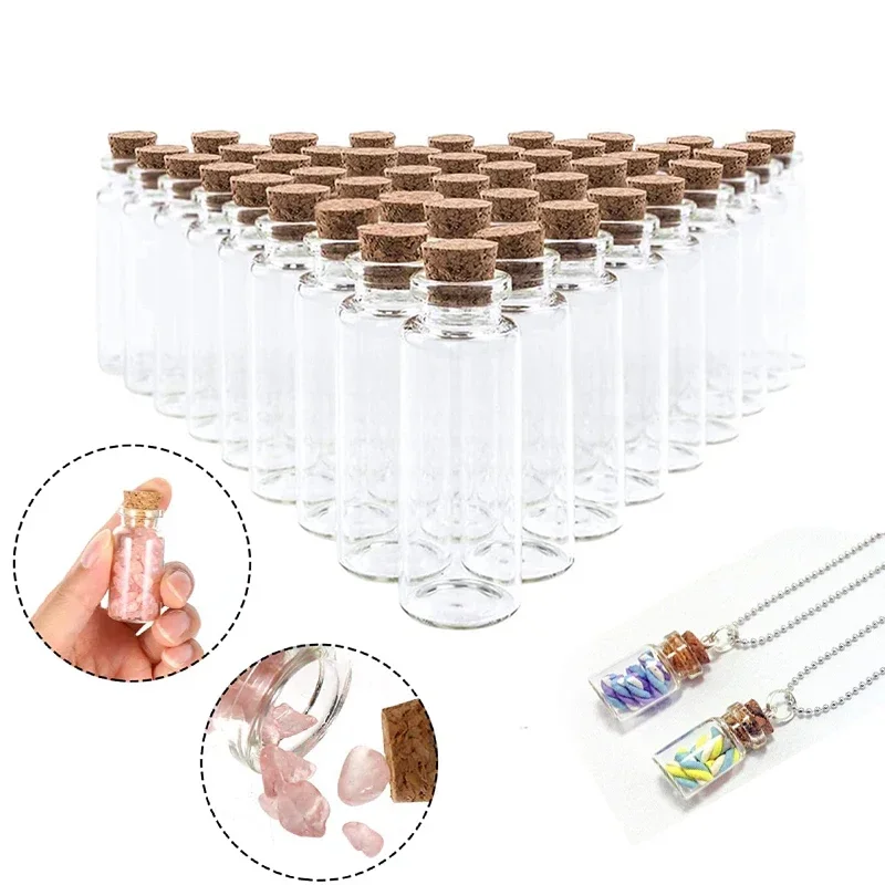 

100pcs 5/8/10/12/15/20ml Cork Stoppers Glass Bottles Lovely DIY Decoration Vials Wishing Bottles Drift Bottle Holiday Decoration