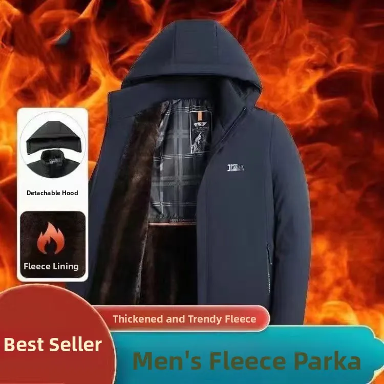 Jaket Pria Berlapis Katun Thiened Fce, Pakaian Luar Musim Dingin yang Hangat, Ukuran Besar, Pakaian Pria Kasual Modis