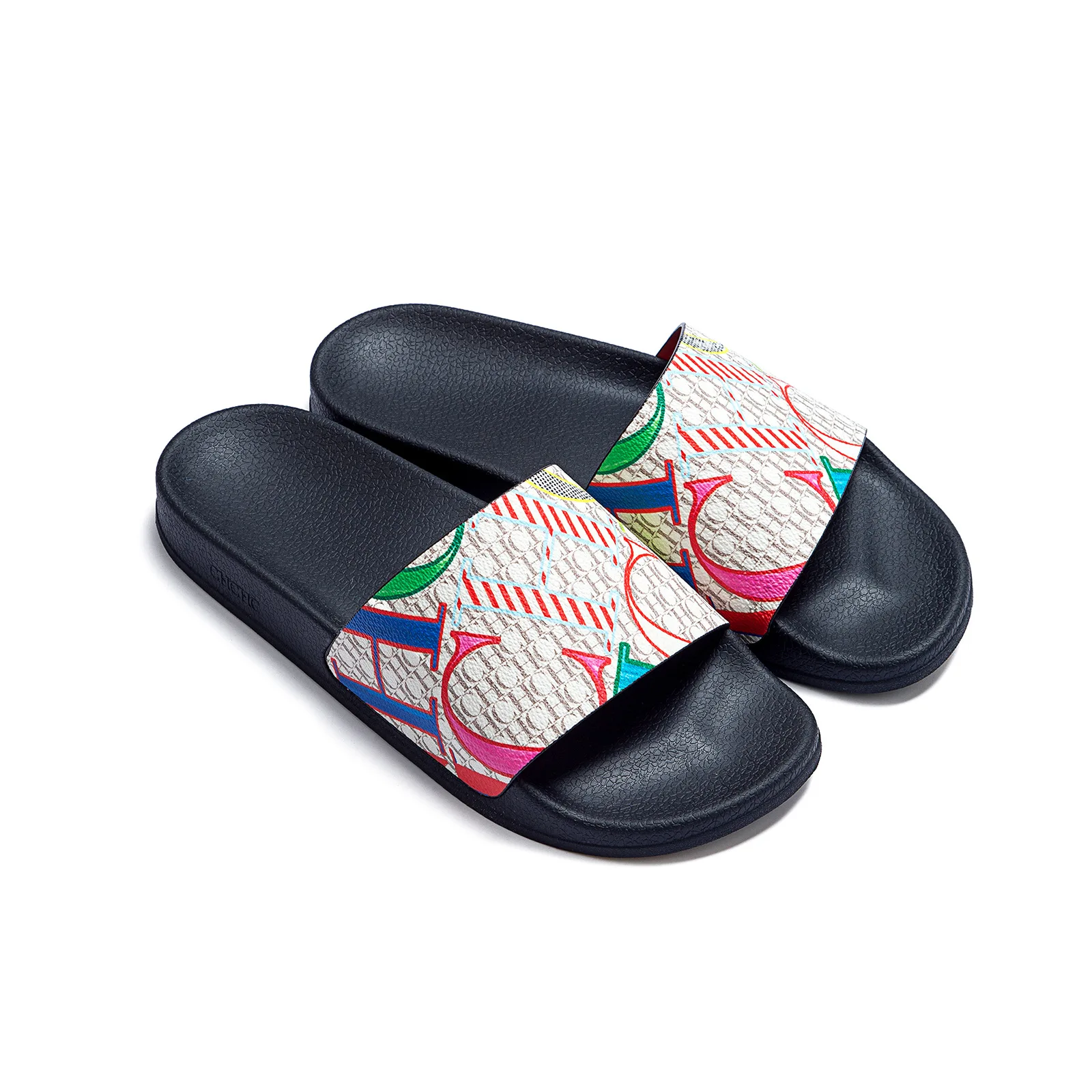 CHHC Female Flip Flops Letter Printing Multi Scene Silicone Beach Slippers Waterproof Summer Outdoor Sandals