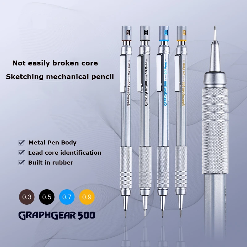 Pentel GraphGear 500 mechaniczny ołówek kreślarski, 0,3/0,5/0,7/0,9 lapiseira profissional egzamin o niskim środku ciężkości, pióro do komiksów artystycznych — zdjęcie produktu 6